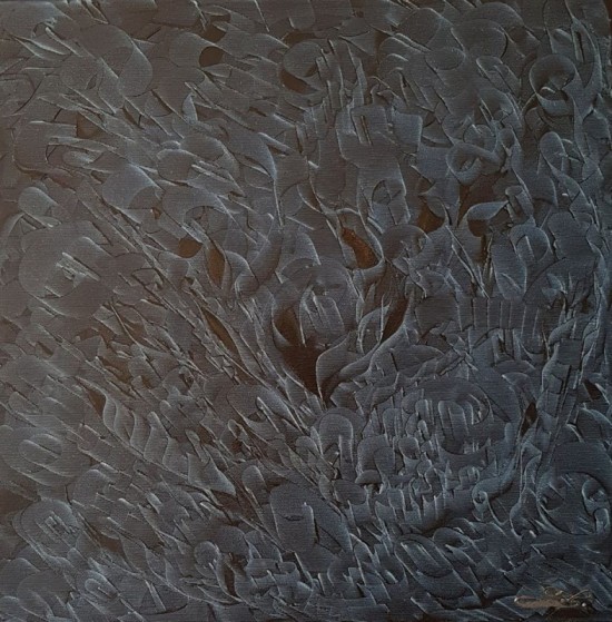 Fantazie - barva indigo Olej na plátně 50x50cm